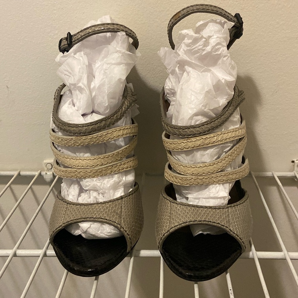 Bottega Veneta Snakeskin Sandal Heels